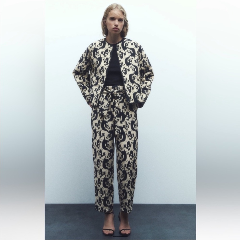 Zara NWT Animal Print Paper Bag Pants